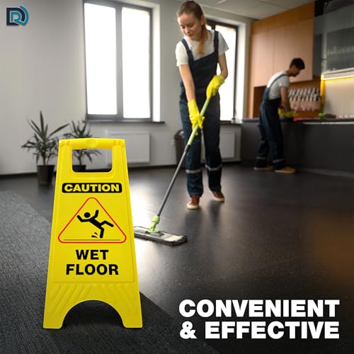 Caution Wet Floor Sign, 24 Inch Folding A Frame Double Sided, 4 Pack - color: English 24 inch - 4 Pack