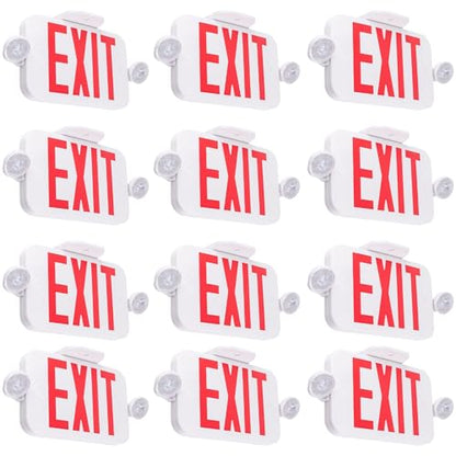 LIT-PaTH Exit Sign with Emergency Light, Battery Backup, 12 Pack - size: 12-Pack