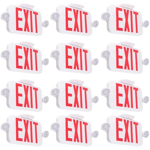 LIT-PaTH Exit Sign with Emergency Light, Battery Backup, 12 Pack - size: 12-Pack