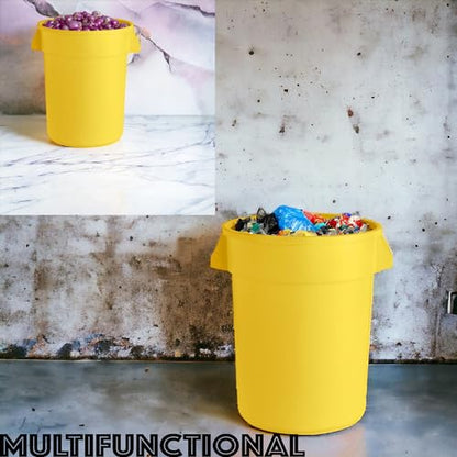 32 Gallon Round Trash bin Garbage can Outdoor Yard Trash can Trash Barrels Garbage Drum Heavy Duty Trash can Industrial Trash can Kitchen Trash bin (2, Yellow) - color: Yellow