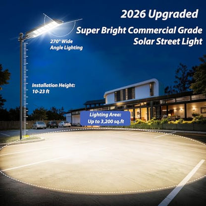 10000W Solar Street Lights Outdoor, Large Commercial Parking Lot Light 2 PK - size: 10000W Large 2 Pack