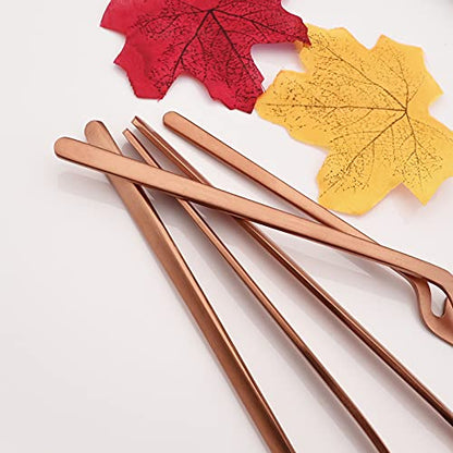 JASHII Silverware Set Satin Finish 24-Piece Stainless Steel Flatware Set Kitchen Utensil Set Service for 6 Tableware Cutlery Set Dishwasher Safe (Matte Rose Gold) - color: Rose gold 24pcs, size: service 6