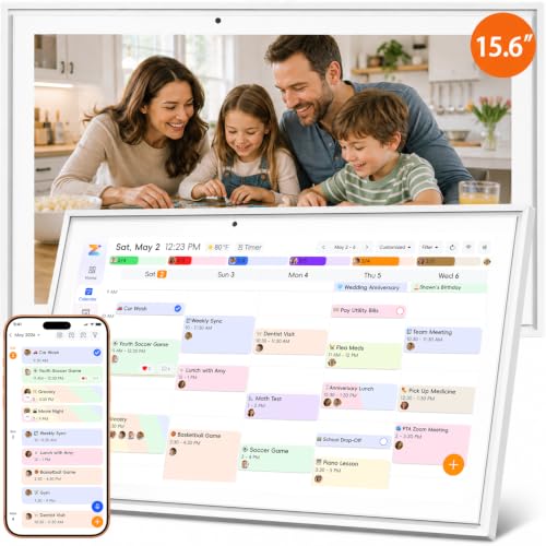Beinhome 15.6" Smart Digital Calendar No Subscription, Touch Screen Electronic Wall Planner with Interactive Kids Chores Chart & Rewards, Photo Display, Full HD Family Schedule Organizer