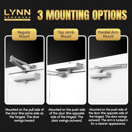 LYNN HARDWARE Extra Heavy Duty Commercial Door Closer, Closing Delay Timer - color: Aluminum