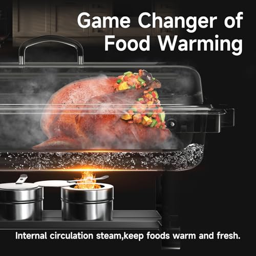 Chafing Dishes for Buffet 4 Pack, 9QT Chafing Dish High Grade Stainless Steel Chafer Complete Set,Steel Handle, Catering Events Complete Buffet Warmer Set (Black, 4) - color: Black, size: 4