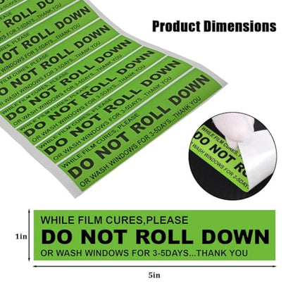100PCS/Roll Car Do Not Roll Down Sticker, Self-Adhesive Vehicle Window Film Warning Label for Vinyl Wrapping, Auto Exterior Window Tint Vinyl Warning Caution Decal, Universal Fit
