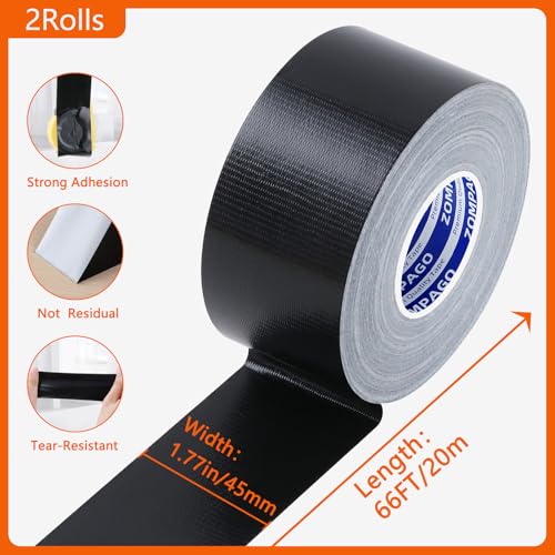 ZOMPAGO Weather Stripping Tape Door Window Seal 2 Roll,1.8 in x 33 FT,Black - size: 2 Roll, 1.8 in x 33 FT, Black