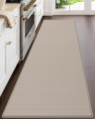 DEXI Kitchen Floor Mats Cushioned Anti Fatigue, 23x86 Standing Runner Rug - color: Beige, size: 86"l X 23"w X 0.4"th
