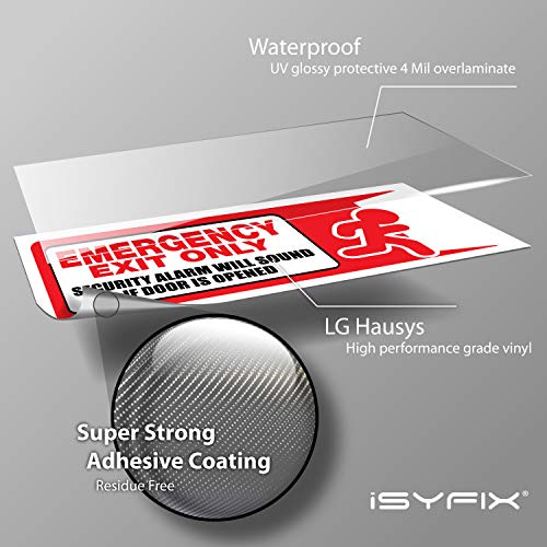 iSYFIX Emergency Exit Only Stickers, 10x4 Inch, 3 Pack - color: RED & WHITE, size: Medium