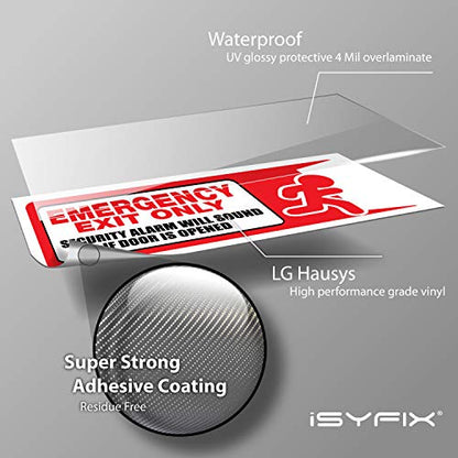 iSYFIX Emergency Exit Only Stickers, 10x4 Inch, 3 Pack - color: RED & WHITE, size: Medium