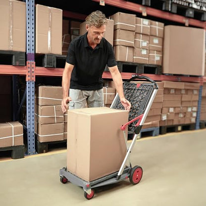 CLAX® The Original | Made in Germany | Multi Use Functional Collapsible Carts | Mobile Folding Trolley | Storage Cart Wagon | Shopping Cart with 2 Storage Crates | Platform Truck (Light Grey)
