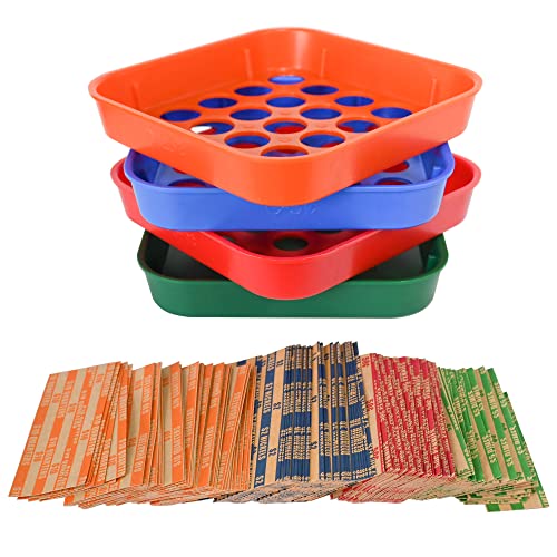 ESSENTIAL Coin Sorters Tray, 4 Color-Coded Coin Sorting Tray