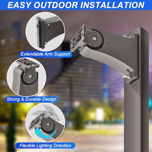 LED Parking Lot Light Mounting Bracket, Waterproof and Rust-Proof, Direct Arm Mount Accessory for LED Shoebox Parking Lot Light, Outdoor Area Street Lighting Mounting Bracket - color: Arm Mount Bracket