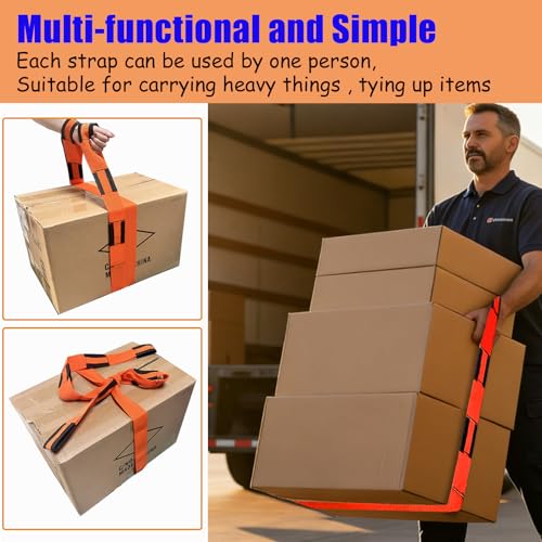 2-Pack Heavy Duty Furniture Moving Straps, 660LBS Adjustable PP Lifting Bands, Ergonomic Portable Carrying Belts for Furniture, Appliances, Heavy Boxes, Home Garage Office Moving