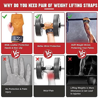 Weight Lifting Wrist Strap, Double-Layer Leather for Deadlift Powerlifting - color: Brown
