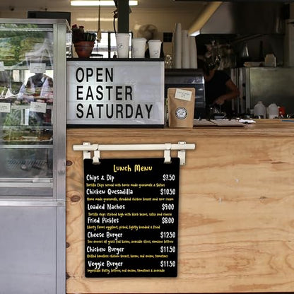 Hanging Menu Contemporary Style Chalkboard Sign, Metal Menu Display 22x28 Magnetic Surface Cafe Bar Sign for Business Price Menu (White Frame/Black Board) - color: White Frame/Black Board