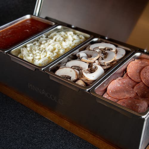 4 Slot Condiment Carrier with Stainless Holders & Silicone Lids - size: 4 Slot