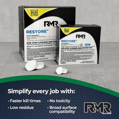 RMR Solutions RESTORE Disinfectant & Cleaner Concentrate, EPA Registered Mold Remover & Antibacterial Cleaning Solution for Kitchen, Bathroom, Floor, Home, Pet Areas, Counter, 3.34g, Makes 16 Quarts