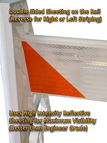 Type 1 A-Frame Plastic Barricade with Reflective Double Sided 8 Foot Rail-A Frame legs and Rails ship separate.