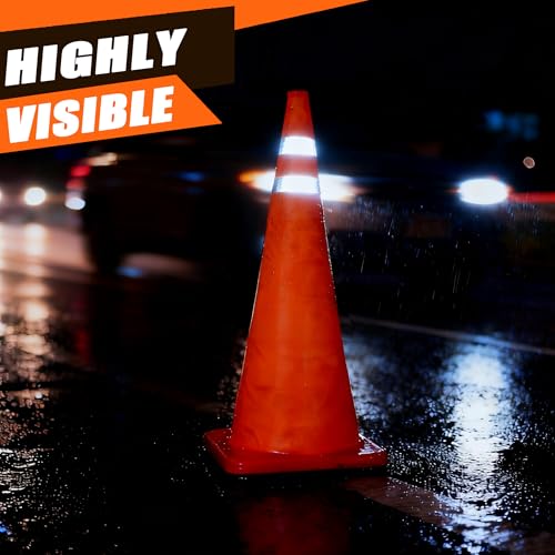 18 Inch 1 Pack Traffic Cones,Collapsible Safety Cones, Multi Purpose Pop-up Cones with Reflective Collar, Include Reflective Vest,Orange Cones for Parking lot, Driveway, Driving Training etc - size: 18Inch