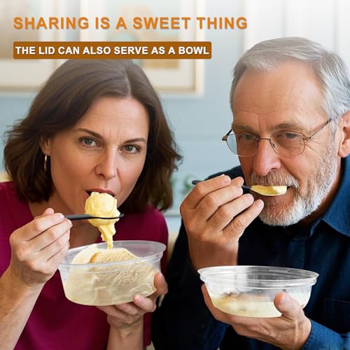 Disposable Food Containers With Lids And Spoons 50 Pack 12 oz Mini Parfait Dessert Cups Take Out Meal Prep Salad Bowls For Lunch, Plastic Ice Cream Bowls Pet, Acai Bowl, To-Go Party Containers(12oz) - size: 12oz
