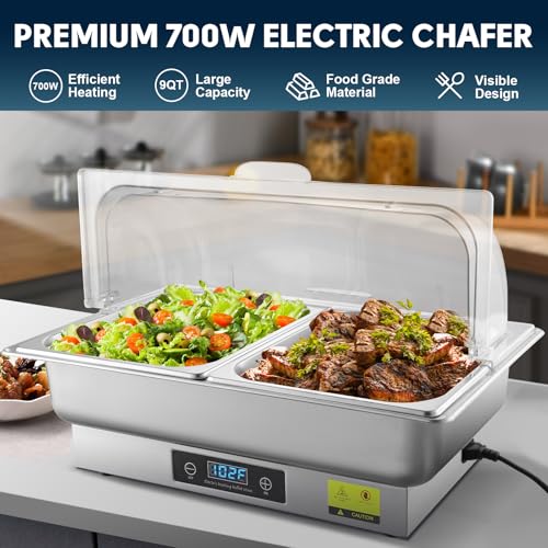 Electric Chafing Dish Buffet Server Set with Button Panel Control - size: 604-Dual Pan