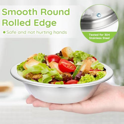 304(18/8) Stainless Steel Mixing Bowls for Kitchen, 4 Pack 7" 21.22 fl.oz Metal Mixing Bowls Set Stackable for Baking Serving Cooking Food Prep Storage Dishwasher Safe Lightweight - size: 7"