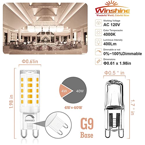 winshine 10 Pack Dimmable G9 LED Bulb 40W Equivalent 4000K Natural White - size: 10 Count (Pack of 1)