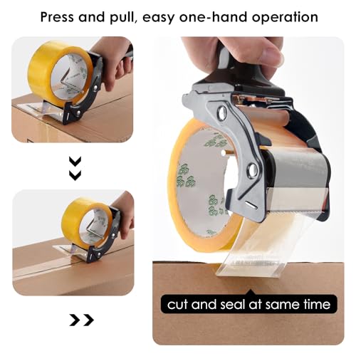 Rapid-Replace Packing Tape Dispenser Gun with Extra Blade, 2IN(50mm) Lightweight Ergonomic Industrial Handheld Heavy Duty Tape Cutter for Carton, Packaging and Box Sealing, Pink