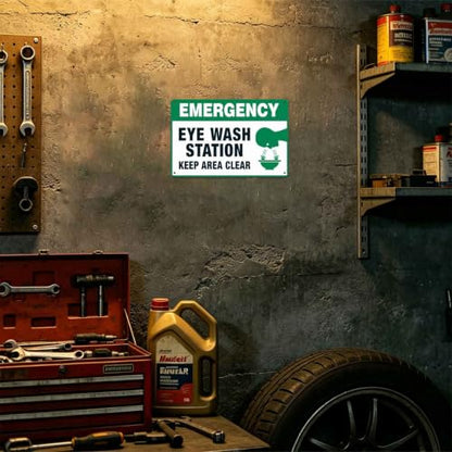 Emergency Eye Wash Station Metal Sign 8 x 12 Inch