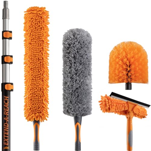 20 Foot High Reach Duster Kit with 4-12 ft Extension Pole for Cleaning - size: 12 feet