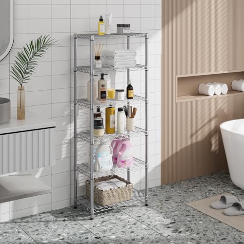 Golpart 6Tier Adjustable Storage Shelves Metal Wire Shelving Standing Shelf - color: Grey, size: 6-tier-12"Dx22"Wx69"H