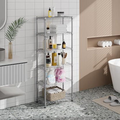 Golpart 6Tier Adjustable Storage Shelves Metal Wire Shelving Standing Shelf - color: Grey, size: 6-tier-12"Dx22"Wx69"H