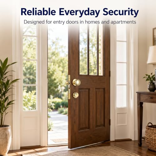 Tandefio 1 Set Double Cylinder Mortise Lock, Right Hand Reverse, Brass - color: Brass, style: Right Hand Reverse