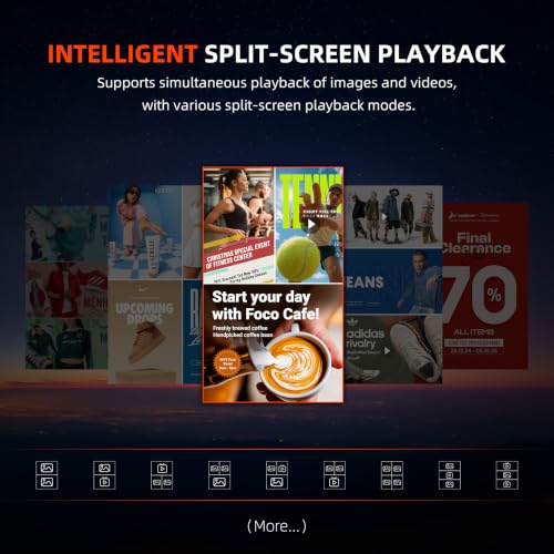 Non-Touch Digital Signage Display, 43 Inch Digital Display Board with HDMI Input, USB Plug-and-Play, Split Screen, Scheduled Power On/Off for Retail, Mall, Front Desk, Advertising - size: 43inch