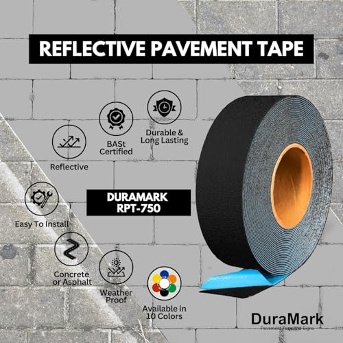 DuraMark RPT-750 Reflective Pavement Marking Tape, Black, 2 in x 18 ft - color: Black, size: 2 Inch x 18 Ft