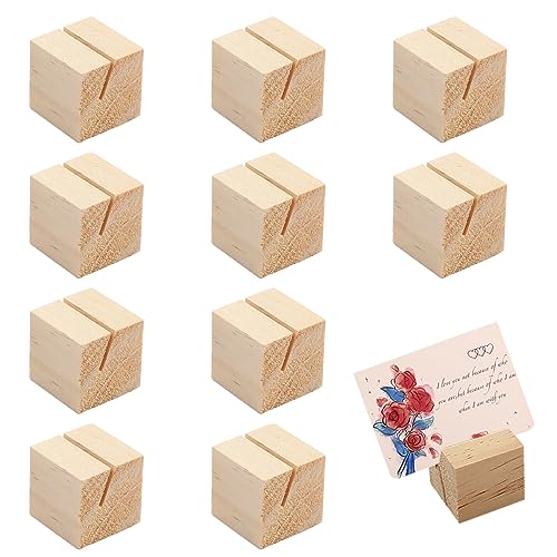 10 PCS Wood Place Card Holders, Wood Table Number Holders, Stands Picture Holder, for Home Wedding, Party, Decoration, Photo Display