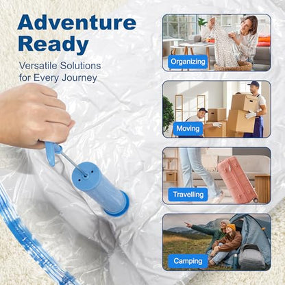HOUSE DAY 10 Large Vacuum Storage Bags with Pump,Space Saving Vacuum Seal Bags For Clothing Travel, Vacuum Storage Bags For Clothes, Comforters, Blankets, Pillows, Moving, Reusable & Durable,Hand Pump - size: 10 Large