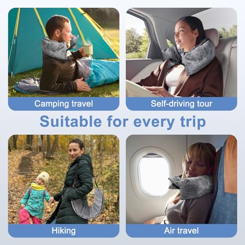 2Pack Stuffable Travel Pillow for Extra Luggage, Velvet Travel Neck Pillow with Adjustable Neck Size, Fits About 6 T-Shirts Travel Essentials Multifunctional Sleeping Rest Cushion - size: 2PACK
