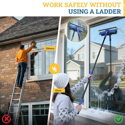 KLEEN HANDLER 2-in-1 Window Squeegee with 60” Extendable Pole