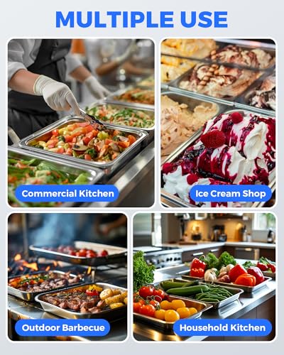 WantJoin Stainless Steel Steam Table Hotel Pans Set 1/1 Size 6 Inch 6 Pack - color: 6" Deep, size: 1/1 Size Thickened