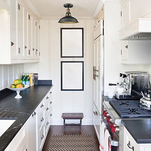 CLAXY Industrial Farmhouse Ceiling Light 1-Light Barn Ceiling Light - color: Black and Gold