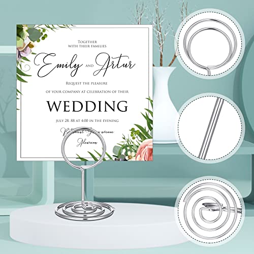 Sherr 60 Pcs Table Number Holder Mini Place Card Holder 2 Inch Table Number Stands Office Memo Holders Name Card Holder Clips Wire Photo Holder Sign for Wedding Menu Picture(Silver)