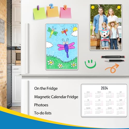 Magnetic Sign Holder 8.5 x 11 Wall Sign Holder 5Pack, Rigid Plastic Door Sign Holder Magnetic Frame with Magnetic Tapes and Adhesive Tapes, Adhesive Display Frame for Fridge Window Wall Display - size: 8.5"x11"-5Pack