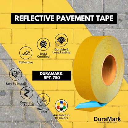 DuraMark RPT-750 Reflective Pavement Marking Tape, Yellow, 2 in x 18 ft - color: Yellow, size: 2 Inch x 18 Ft