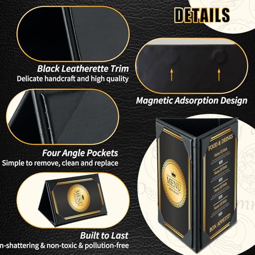 Table Tent Triangle Menu Holders 4" x 6", 5 Pack 3-Side - size: 5 Pack, 4" x 6"