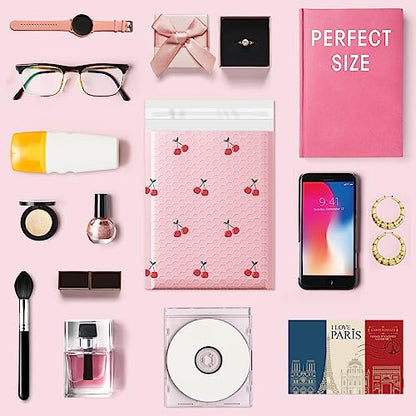 Cozymood 6x10" Bubble Mailers 100 Pack Cherry Pattern Pink Padded Envelopes - color: Cherry, size: 6x10" 100PC