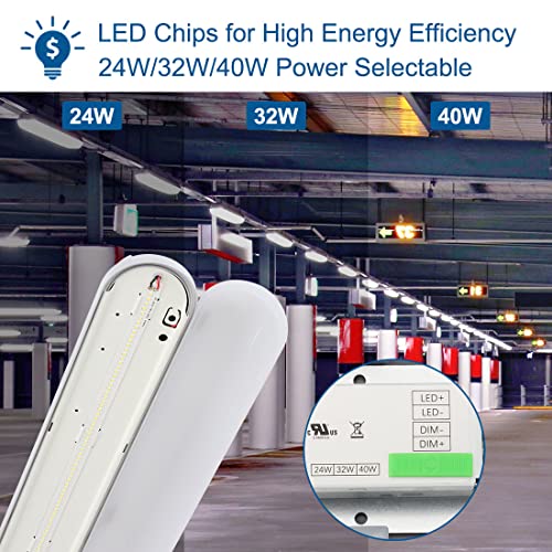 DAKASON 4FT LED Vapor Tight Light Fixture 4Pack, 4800lm 40W/32W/24W, 3CCT - size: 4FT-4Pack