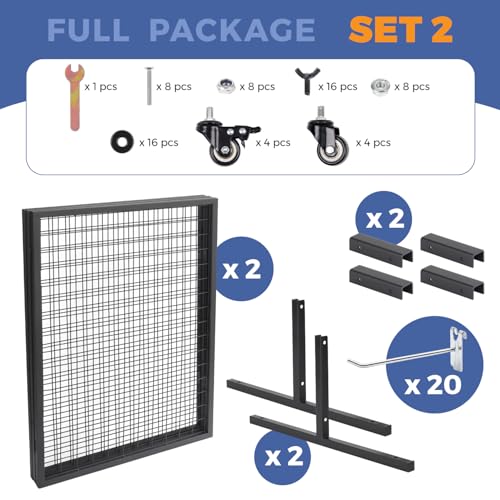 3' x 6' Standing Gridwall Panel Display Rack w/Wheels (Set 2) - color: Style 2