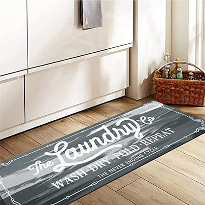 Pauwer Laundry Room Rug Runner 20"x60", Non Slip Waterproof Mat, Light Grey - color: Light Grey, size: 20"x60"